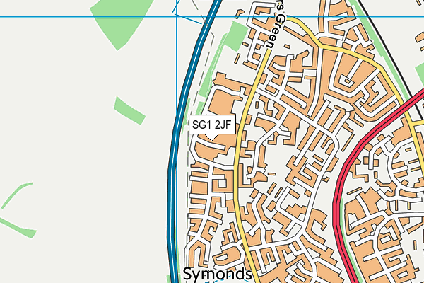 SG1 2JF map - OS VectorMap District (Ordnance Survey)