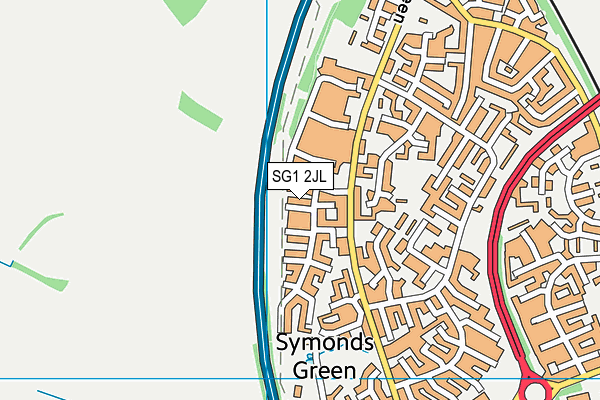 SG1 2JL map - OS VectorMap District (Ordnance Survey)