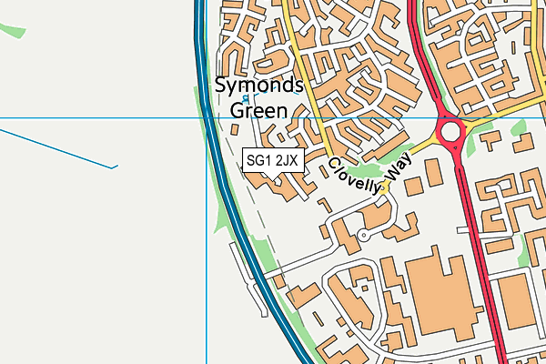 SG1 2JX map - OS VectorMap District (Ordnance Survey)