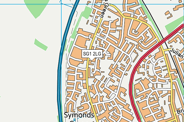 SG1 2LG map - OS VectorMap District (Ordnance Survey)