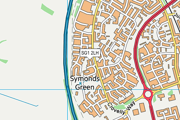 SG1 2LH map - OS VectorMap District (Ordnance Survey)