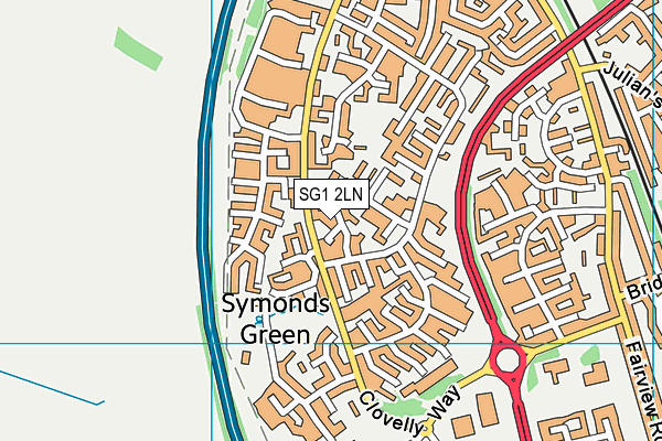 SG1 2LN map - OS VectorMap District (Ordnance Survey)
