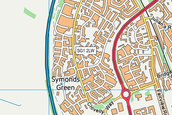 SG1 2LW map - OS VectorMap District (Ordnance Survey)