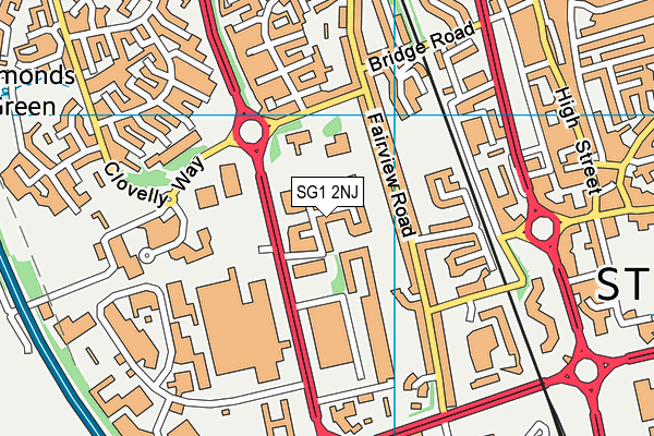 SG1 2NJ map - OS VectorMap District (Ordnance Survey)