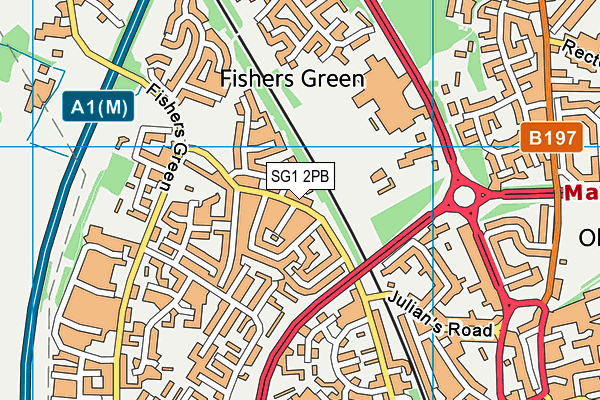 SG1 2PB map - OS VectorMap District (Ordnance Survey)