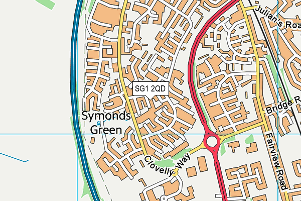 SG1 2QD map - OS VectorMap District (Ordnance Survey)