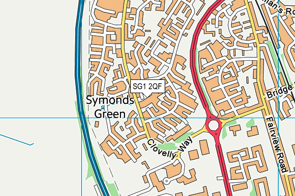 SG1 2QF map - OS VectorMap District (Ordnance Survey)