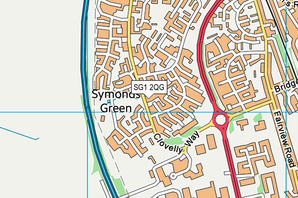 SG1 2QG map - OS VectorMap District (Ordnance Survey)