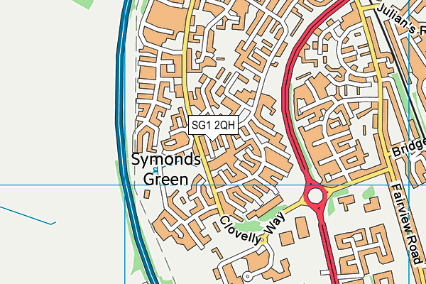 SG1 2QH map - OS VectorMap District (Ordnance Survey)