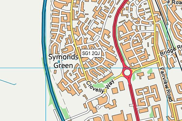 SG1 2QJ map - OS VectorMap District (Ordnance Survey)