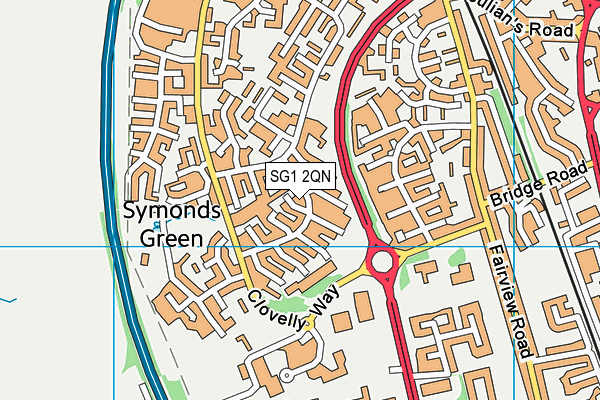 SG1 2QN map - OS VectorMap District (Ordnance Survey)