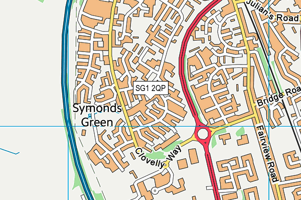 SG1 2QP map - OS VectorMap District (Ordnance Survey)