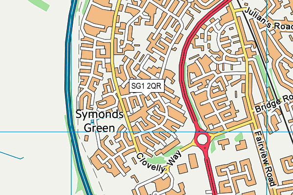 SG1 2QR map - OS VectorMap District (Ordnance Survey)