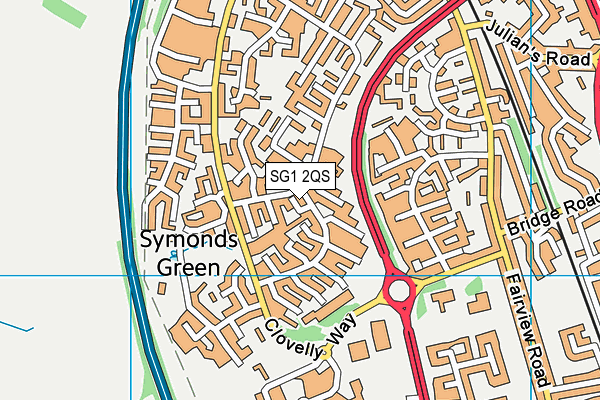 SG1 2QS map - OS VectorMap District (Ordnance Survey)