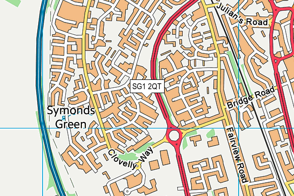 SG1 2QT map - OS VectorMap District (Ordnance Survey)