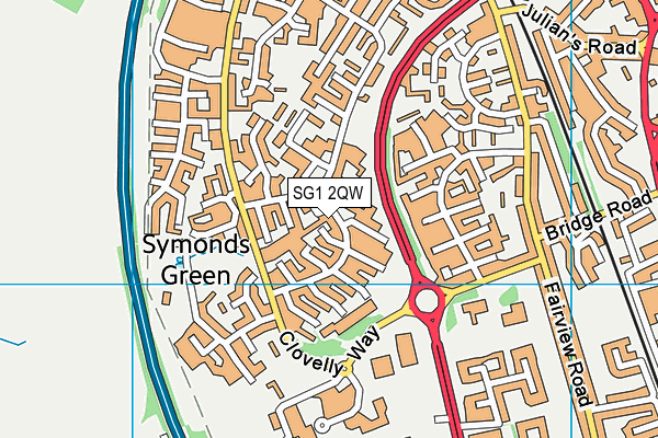 SG1 2QW map - OS VectorMap District (Ordnance Survey)