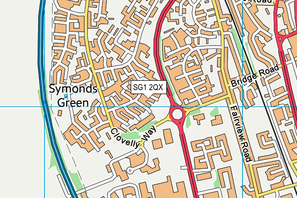 SG1 2QX map - OS VectorMap District (Ordnance Survey)