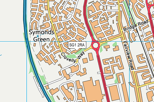 SG1 2RA map - OS VectorMap District (Ordnance Survey)