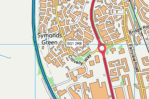 SG1 2RB map - OS VectorMap District (Ordnance Survey)