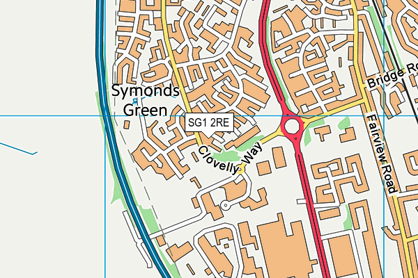 SG1 2RE map - OS VectorMap District (Ordnance Survey)