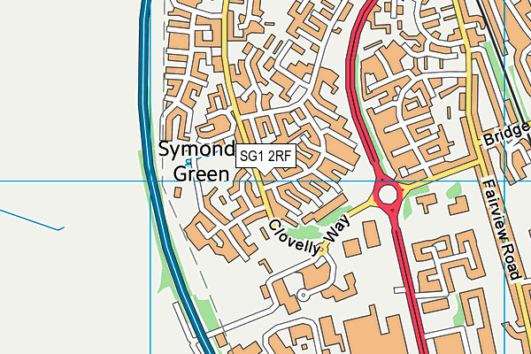 SG1 2RF map - OS VectorMap District (Ordnance Survey)