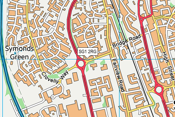 SG1 2RG map - OS VectorMap District (Ordnance Survey)