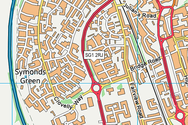 SG1 2RJ map - OS VectorMap District (Ordnance Survey)