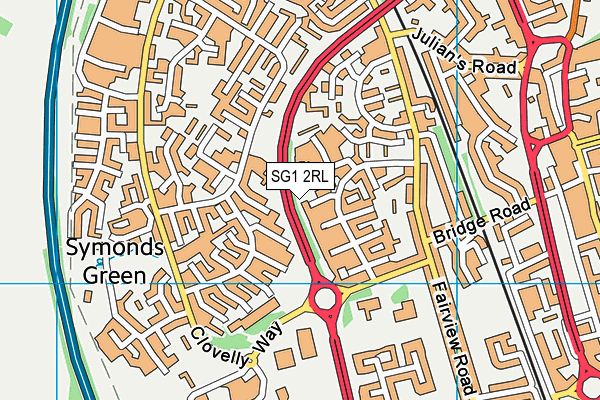 SG1 2RL map - OS VectorMap District (Ordnance Survey)