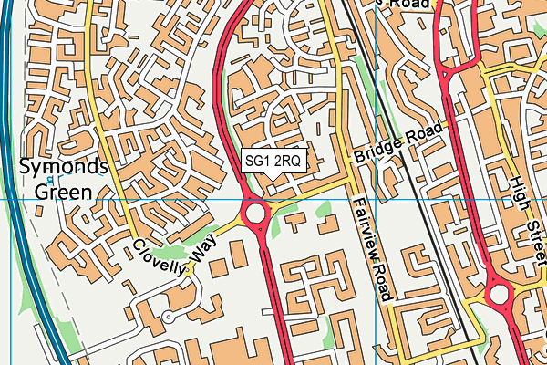 SG1 2RQ map - OS VectorMap District (Ordnance Survey)