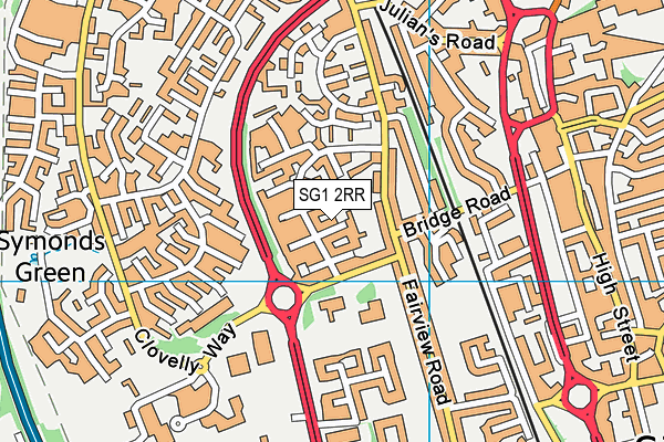 SG1 2RR map - OS VectorMap District (Ordnance Survey)