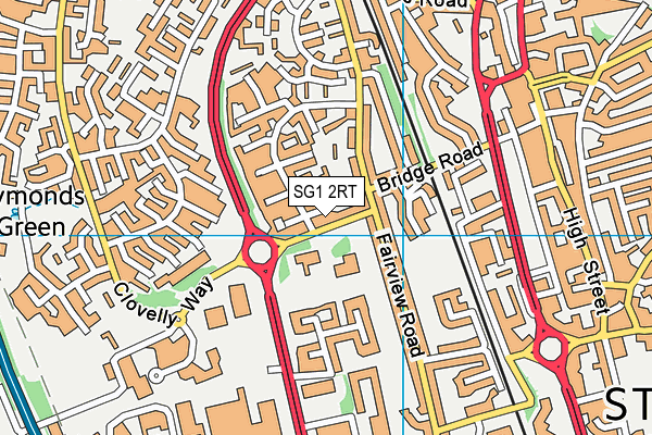 SG1 2RT map - OS VectorMap District (Ordnance Survey)