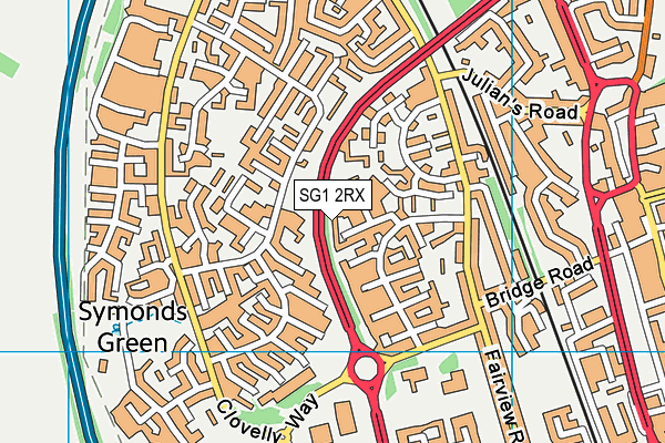 SG1 2RX map - OS VectorMap District (Ordnance Survey)