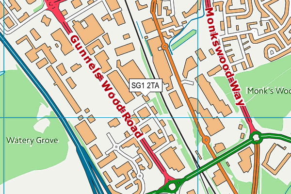 SG1 2TA map - OS VectorMap District (Ordnance Survey)