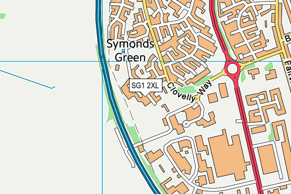 SG1 2XL map - OS VectorMap District (Ordnance Survey)
