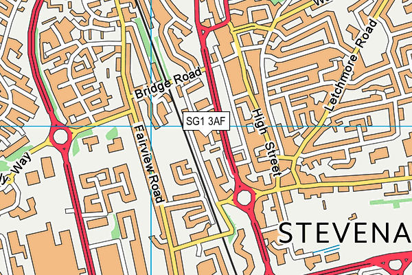 SG1 3AF map - OS VectorMap District (Ordnance Survey)