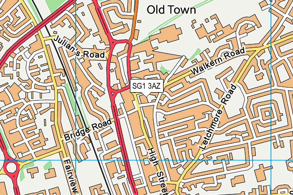 SG1 3AZ map - OS VectorMap District (Ordnance Survey)