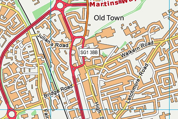 SG1 3BB map - OS VectorMap District (Ordnance Survey)