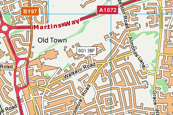 SG1 3BF map - OS VectorMap District (Ordnance Survey)