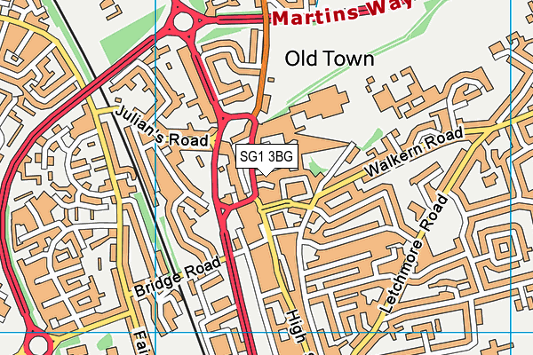 SG1 3BG map - OS VectorMap District (Ordnance Survey)