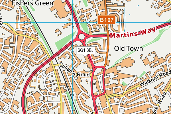 SG1 3BJ map - OS VectorMap District (Ordnance Survey)
