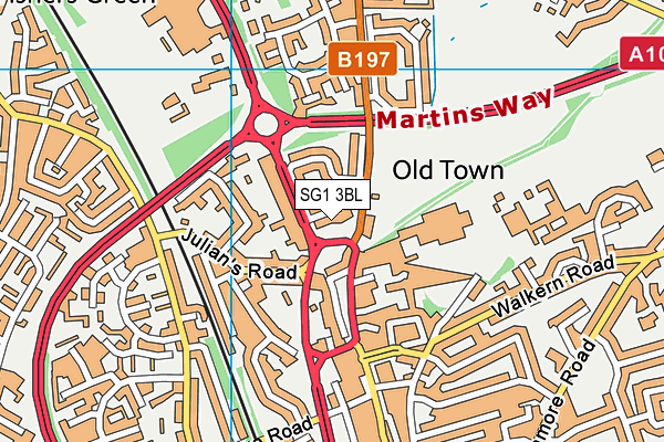 SG1 3BL map - OS VectorMap District (Ordnance Survey)