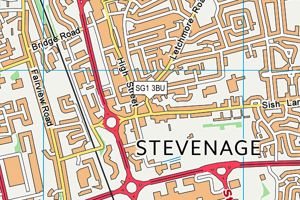 SG1 3BU map - OS VectorMap District (Ordnance Survey)