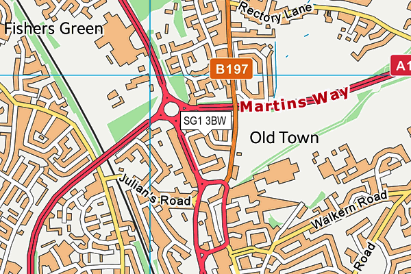 SG1 3BW map - OS VectorMap District (Ordnance Survey)