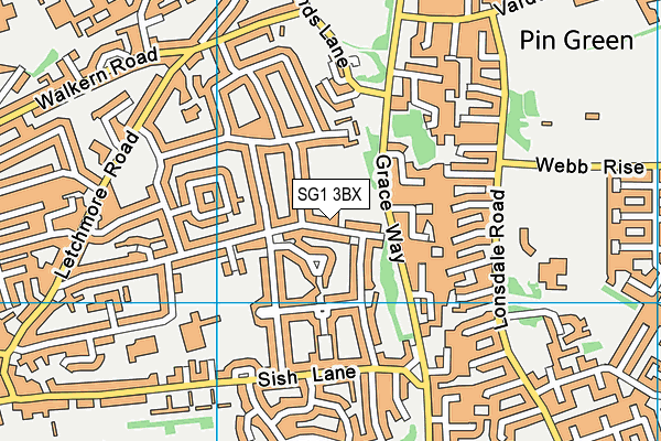 SG1 3BX map - OS VectorMap District (Ordnance Survey)