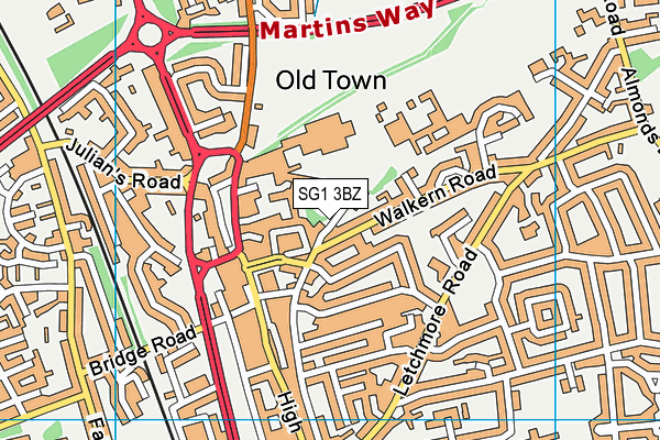 SG1 3BZ map - OS VectorMap District (Ordnance Survey)