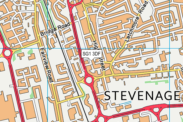 SG1 3DF map - OS VectorMap District (Ordnance Survey)