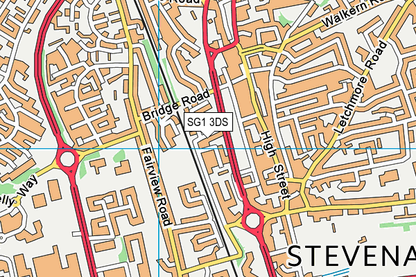 SG1 3DS map - OS VectorMap District (Ordnance Survey)