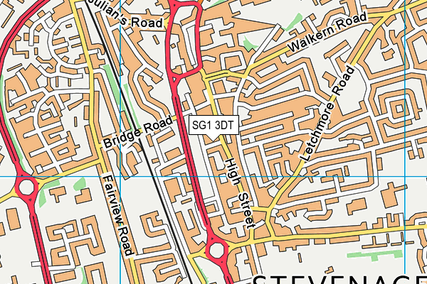 SG1 3DT map - OS VectorMap District (Ordnance Survey)