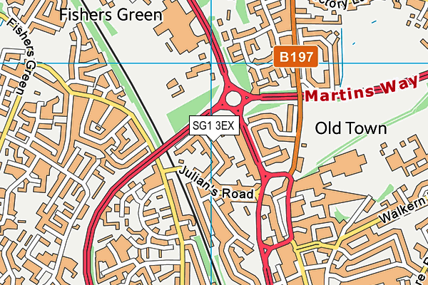 SG1 3EX map - OS VectorMap District (Ordnance Survey)
