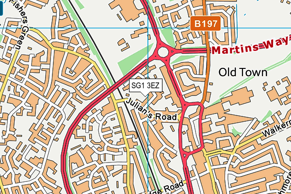 SG1 3EZ map - OS VectorMap District (Ordnance Survey)